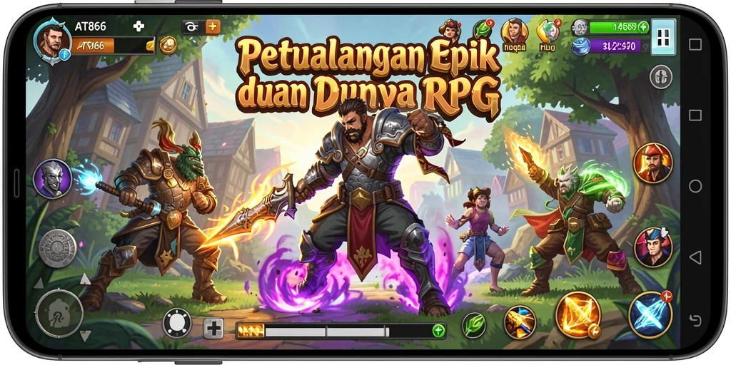 Screenshot utama AT866 menampilkan pertarungan epik dalam dunia RPG yang memikat.