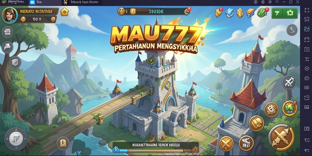 Tangkapan layar gameplay MAU777 menampilkan pertarungan seru Tower Defense.