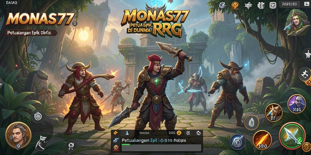 Layar permainan MONAS77 yang menampilkan pertarungan seru di dunia RPG.