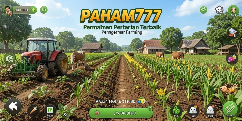 Screenshot PAHAM777 menunjukkan keseruan gameplay bertani yang menyenangkan.