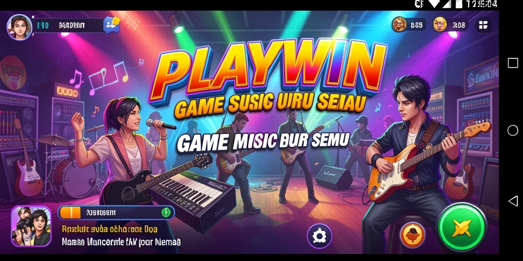 Tampilan gameplay PLAYWIN yang seru dan interaktif dengan musik.