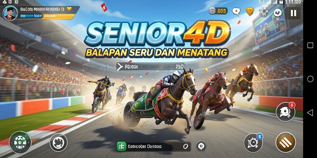 Tampilan gameplay <strong>SENIOR4D</strong> yang seru dan mendebarkan saat balapan.