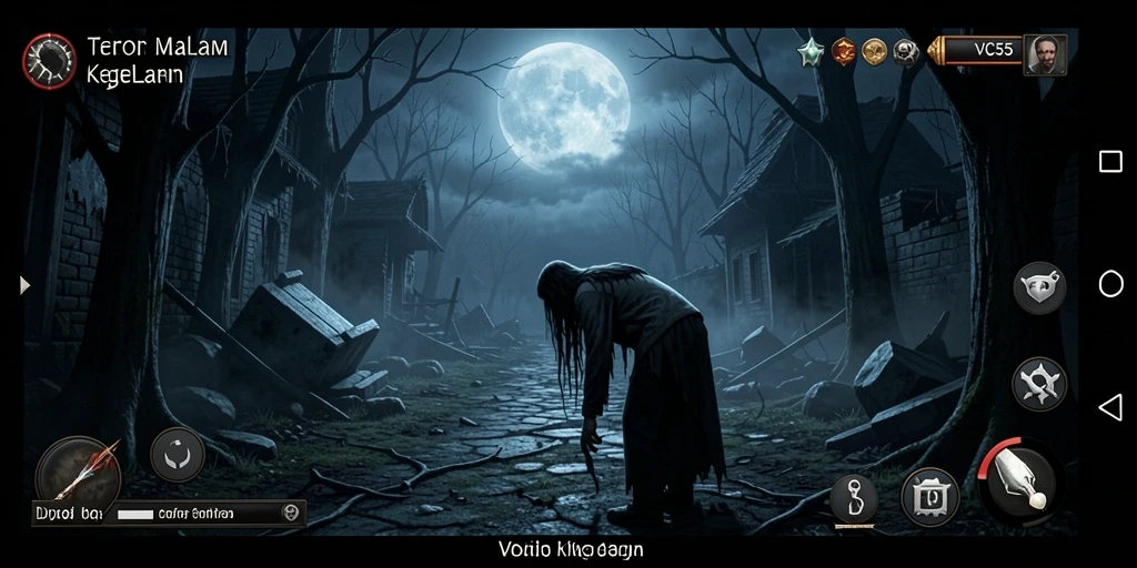 Screenshot VC55 menampilkan suasana gelap dan menakutkan.